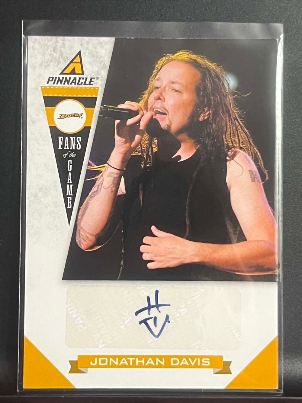 Korn Jonathan Davis Autographed Card —Black & Gold Accents